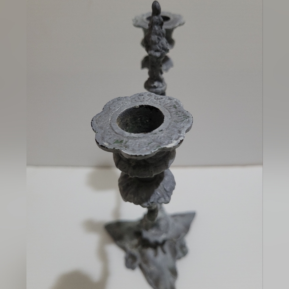 Antique Iron Cast French Louis XV Style 2 Branch Candelabra Ornate Rococo Design - Picture 4 of 10